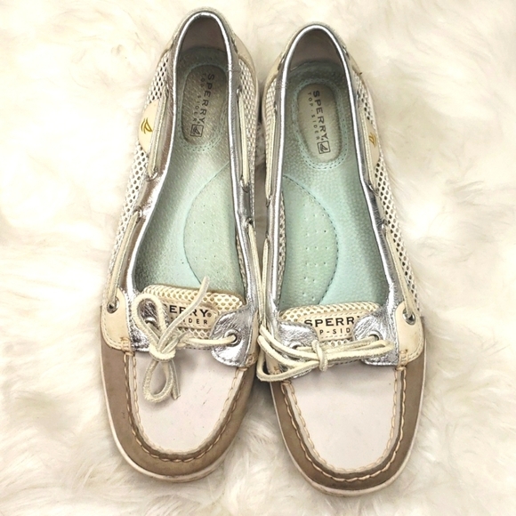 Sperry Top-Sider Angelfish Open Mesh Boat Shoe Silver Gray 8.5 - Picture 2 of 8